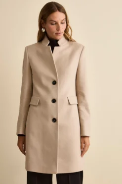 Cappotto Midi Sancrato in Misto Lana e Cashmere - GESSO