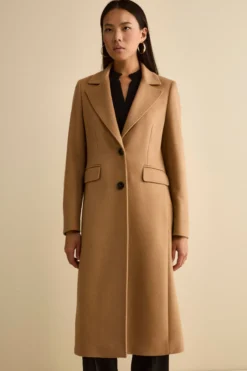 Cappotto Monopetto Lungo in Lana Vergine - CAMMELLO