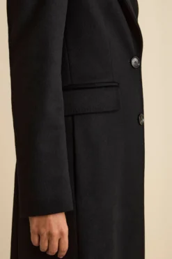 Cappotto Monopetto Lungo in Lana Vergine - NERO