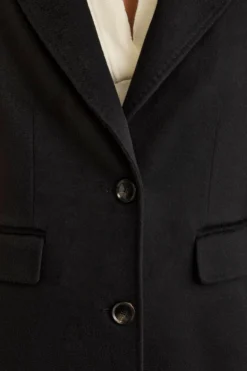 Cappotto Monopetto Lungo in Lana Vergine - NERO