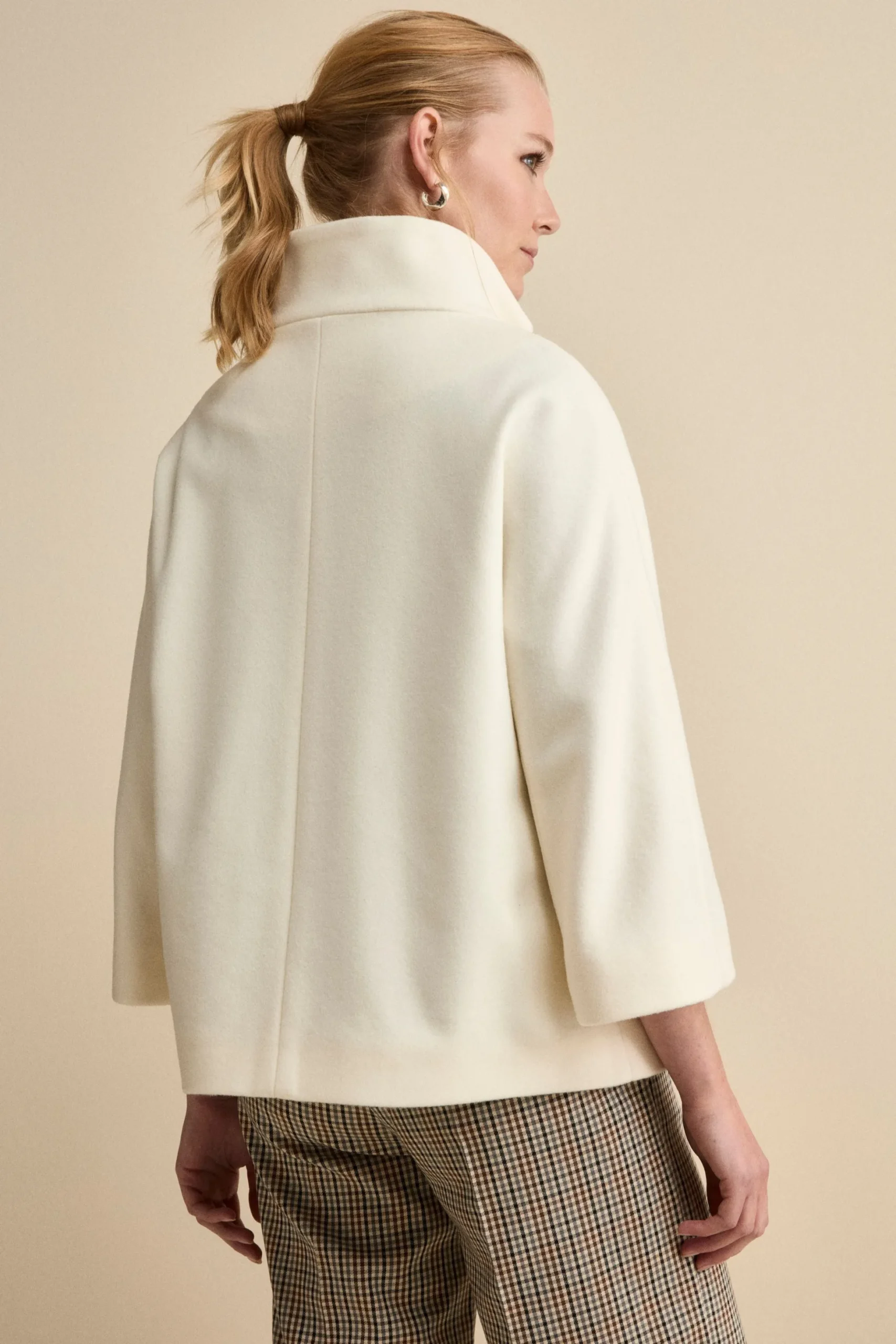 Cappotto Over Corto in Misto Lana e Cashmere - BIANCO