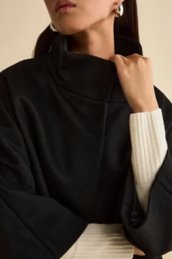 Cappotto Over Corto in Misto Lana e Cashmere - NERO