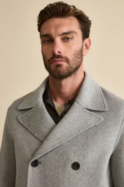 Cappotto Peacoat Doppiopetto in Misto Lana - GRIGIO CHIARO