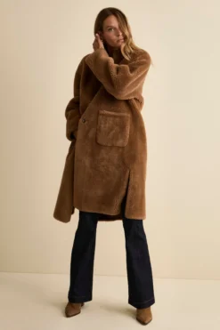 Cappotto Teddy Reversibile in Misto Lana - TABACCO