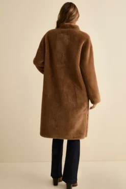 Cappotto Teddy Reversibile in Misto Lana - TABACCO