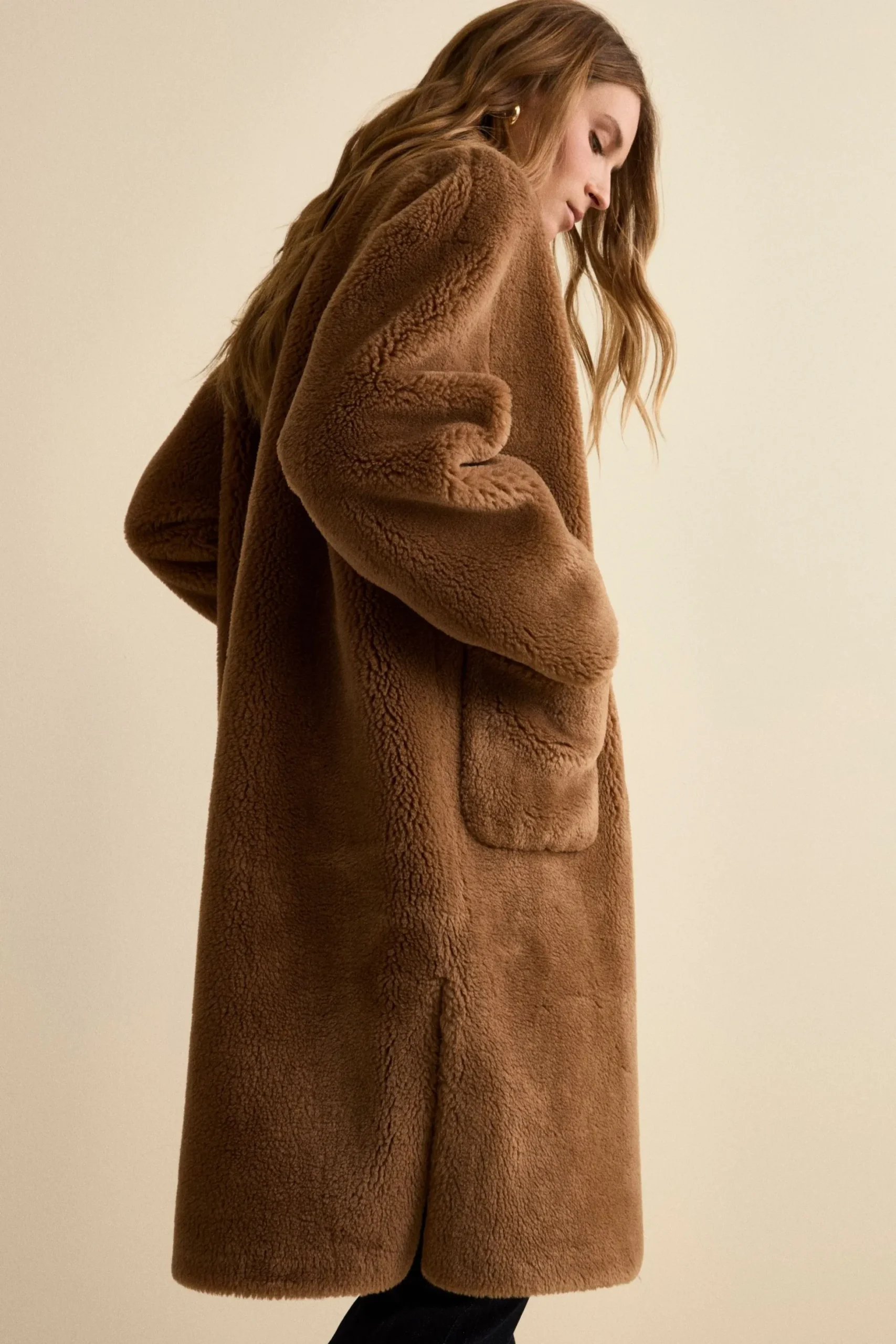 Cappotto Teddy Reversibile in Misto Lana - TABACCO