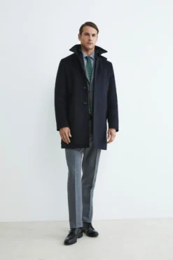 Cappotto trapuntato in lana - BLU
