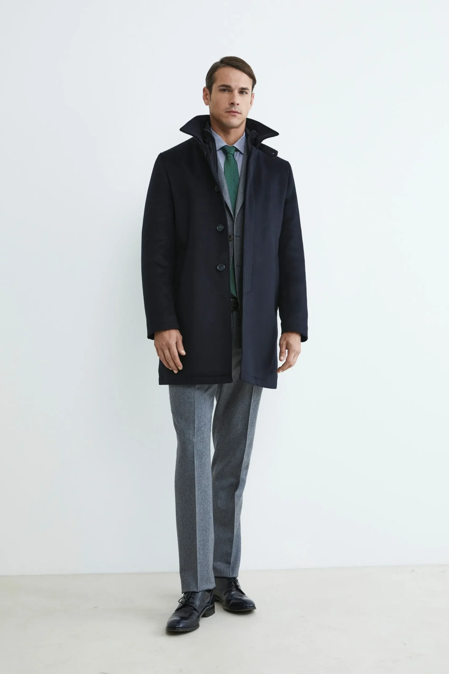Cappotto trapuntato in lana - BLU