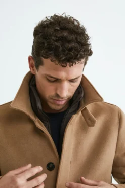 Cappotto trapuntato in lana - CAMMELLO