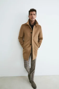 Cappotto trapuntato in lana - CAMMELLO