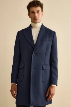 Cappotto Twill in Lana - BLU