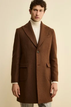 Cappotto Twill in Lana - MARRONE