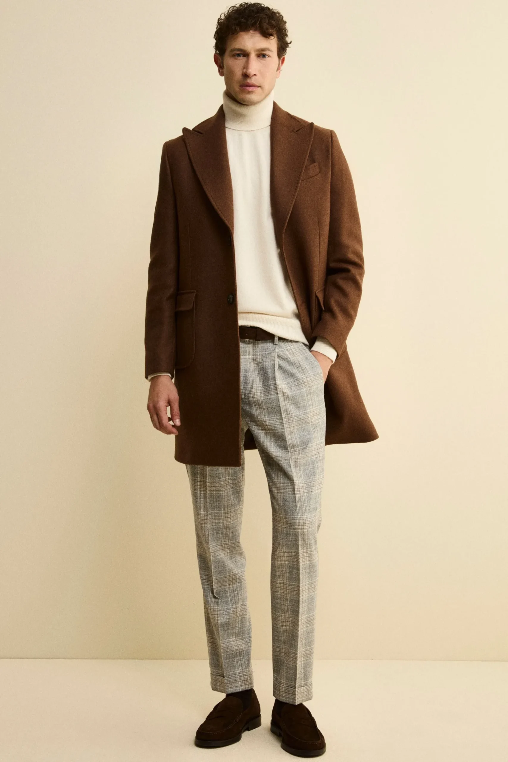 Cappotto Twill in Lana - MARRONE