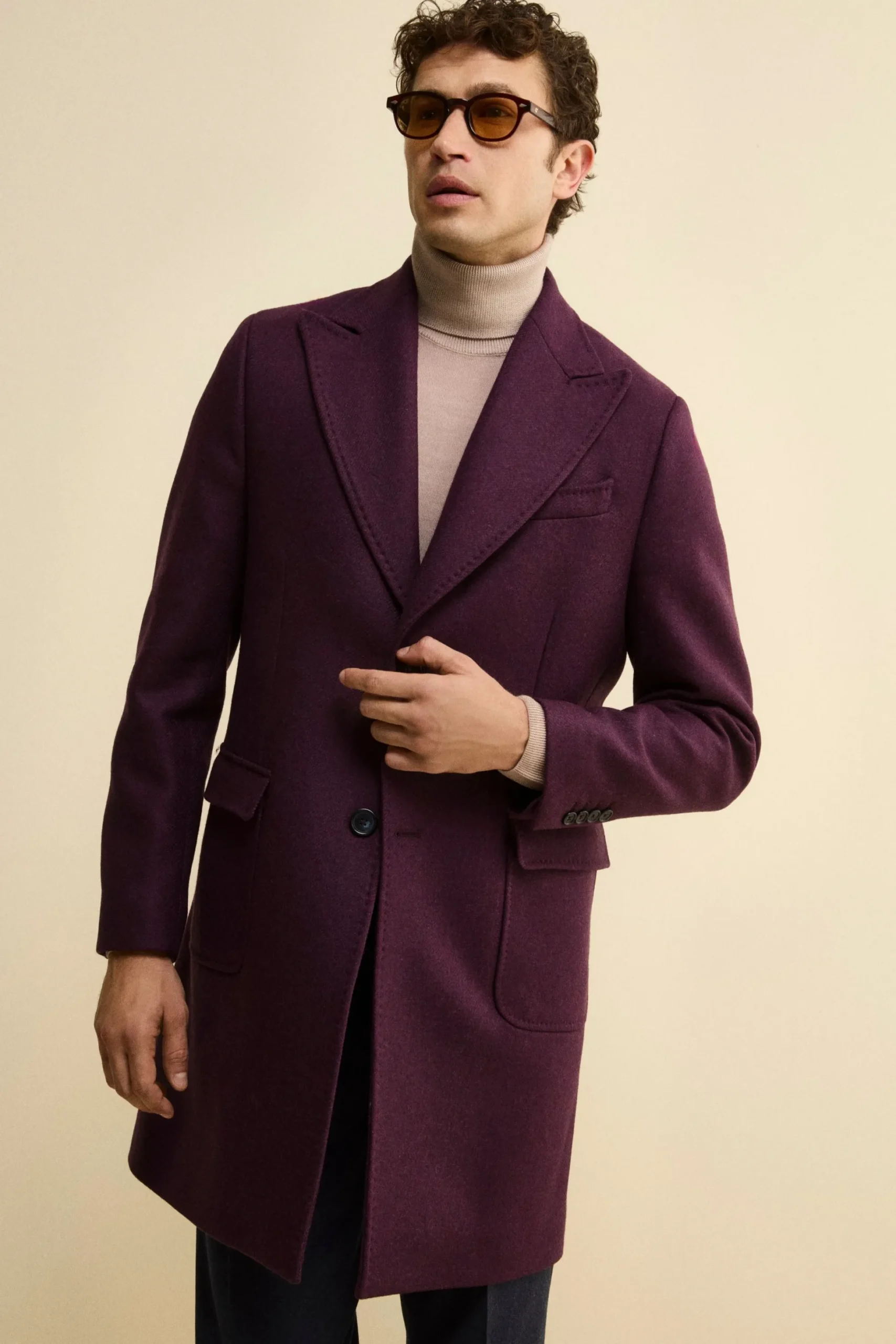 Cappotto Twill in Lana - MELANZANA