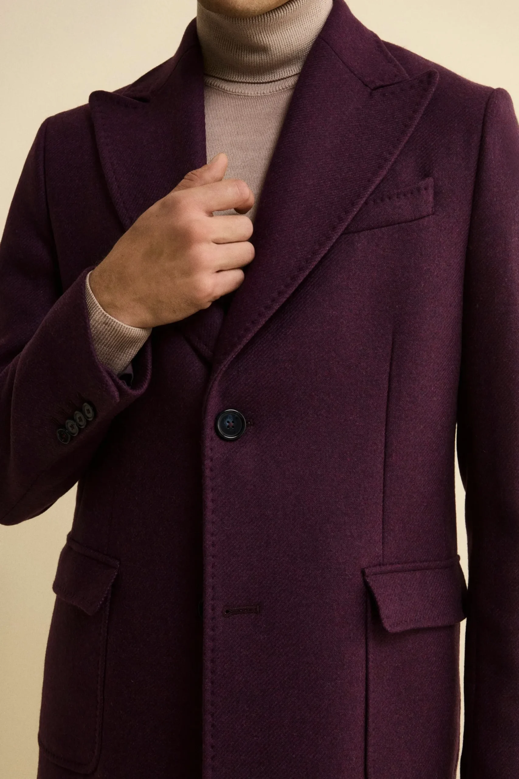Cappotto Twill in Lana - MELANZANA
