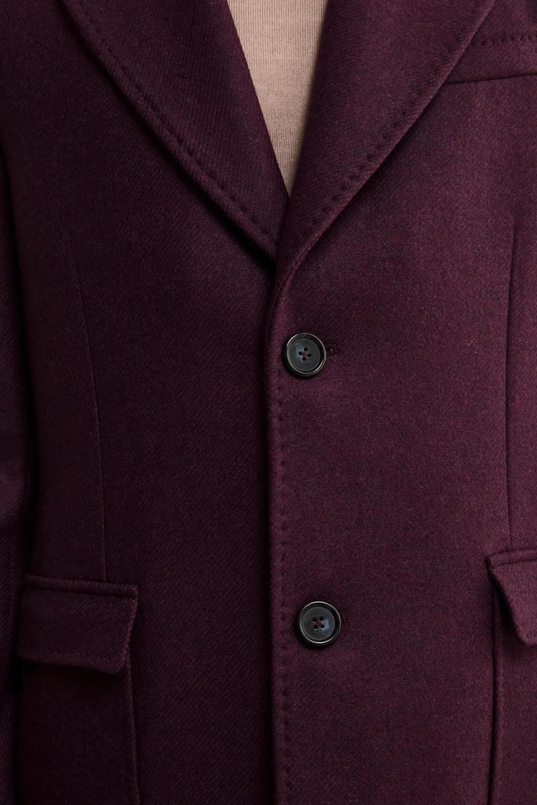 Cappotto Twill in Lana - MELANZANA