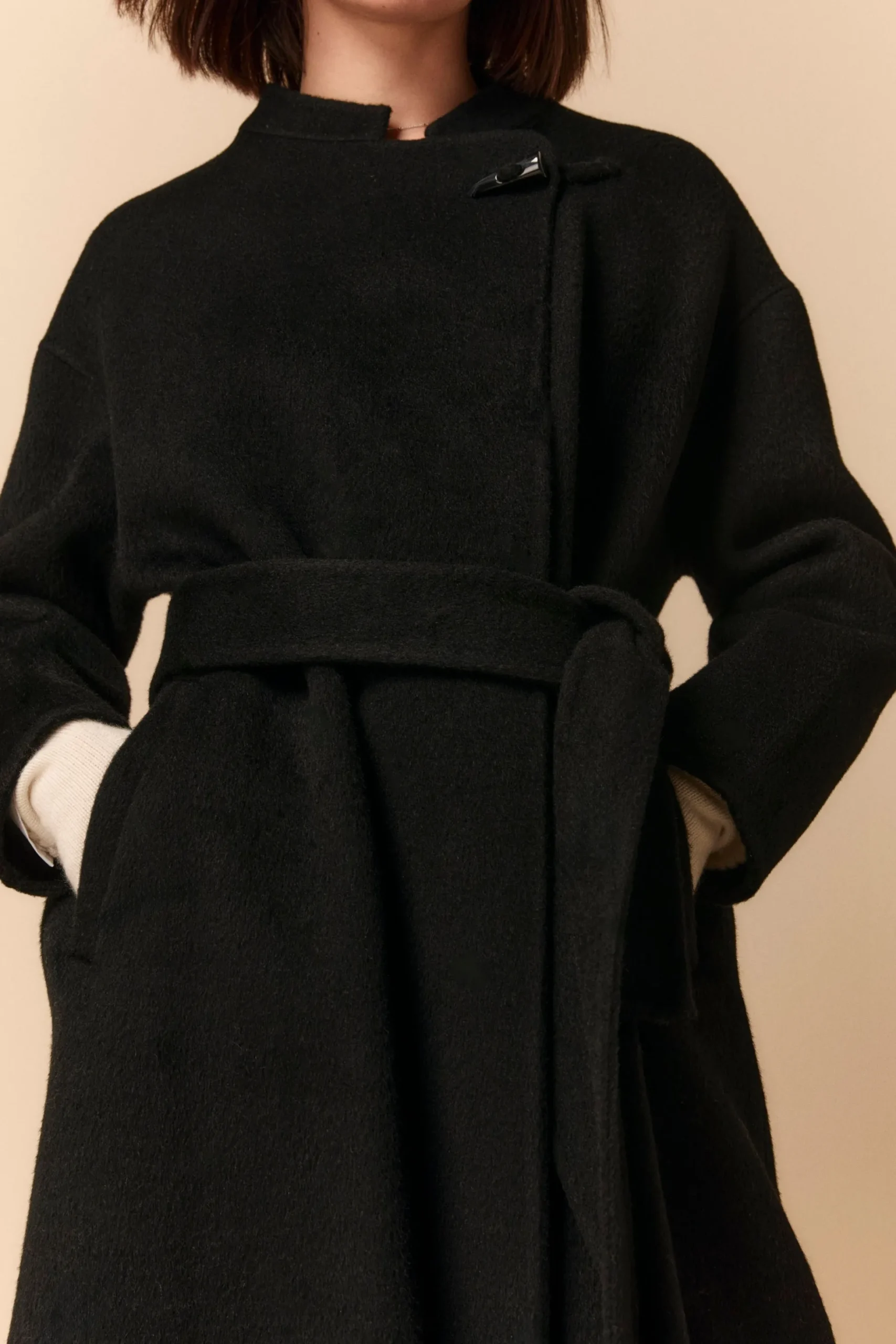 Cappotto Vestaglia in Lana - NERO