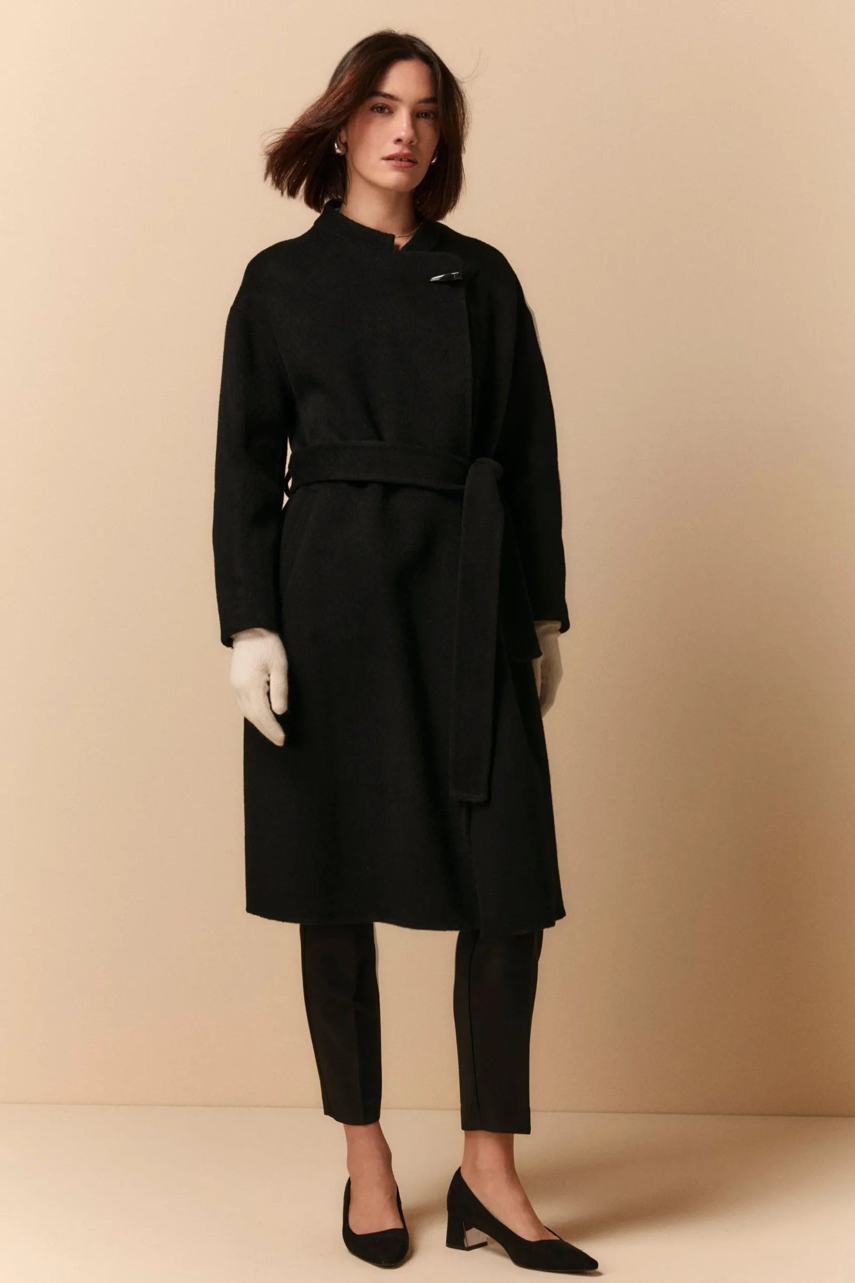 Cappotto Vestaglia in Lana - NERO