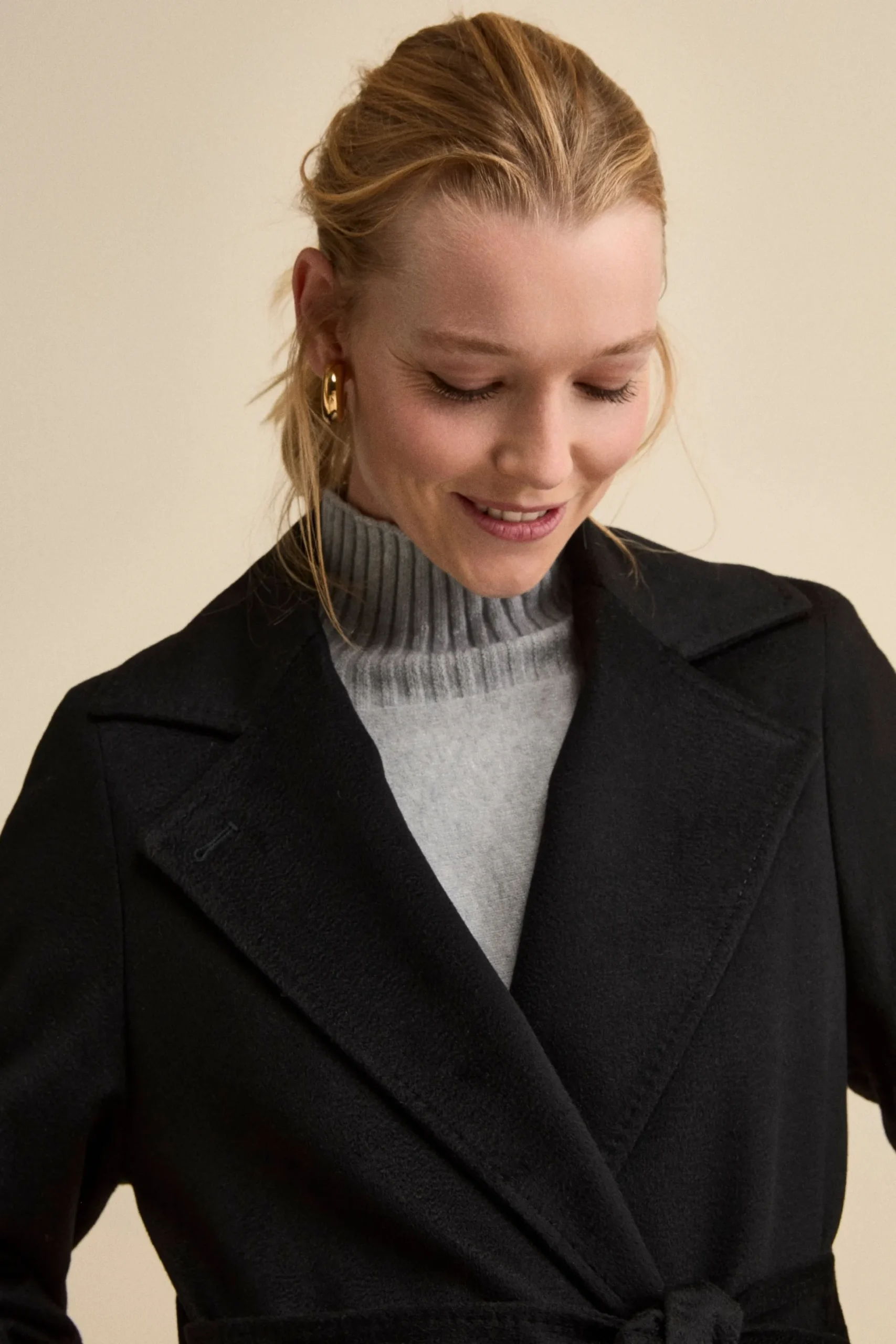 Cappotto Vestaglia Lungo in Cashmere - NERO