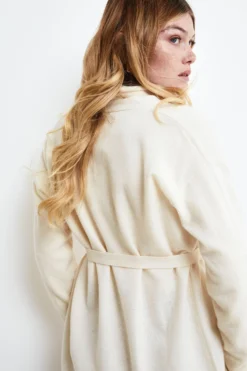 Cardigan con Cintura in Lana e Cashmere - LATTE