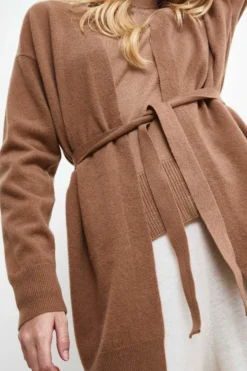 Cardigan con Cintura in Lana e Cashmere - CAMMELLO