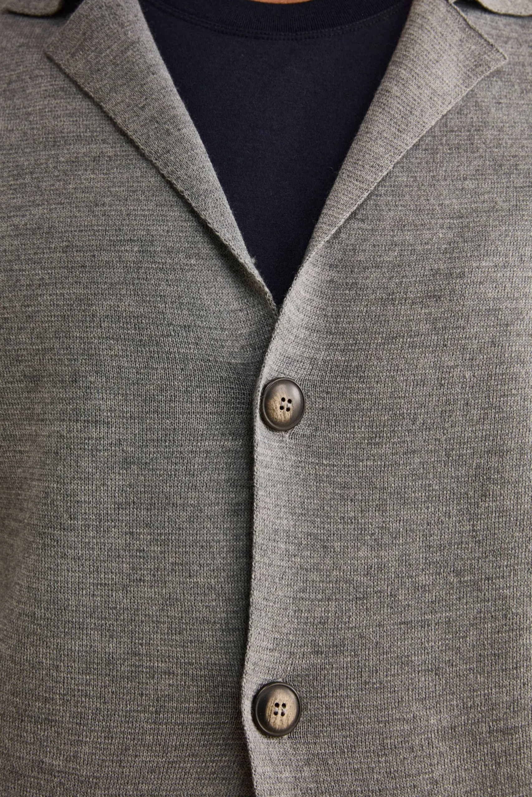 Cardigan con Tasche e Bottoni in Misto Lana - GRIGIO