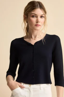 Cardigan corto con bottoni - BLU
