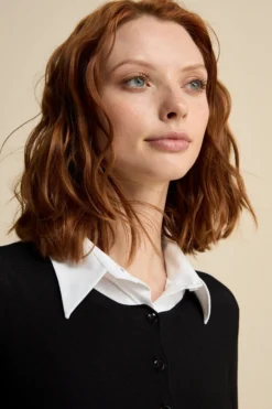 Cardigan corto con bottoni - NERO