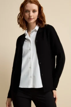 Cardigan corto in lana - NERO