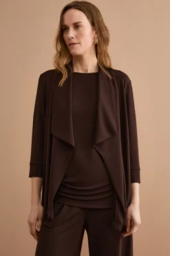 Cardigan Elegante in Jersey Crêpe - CIOCCOLATO