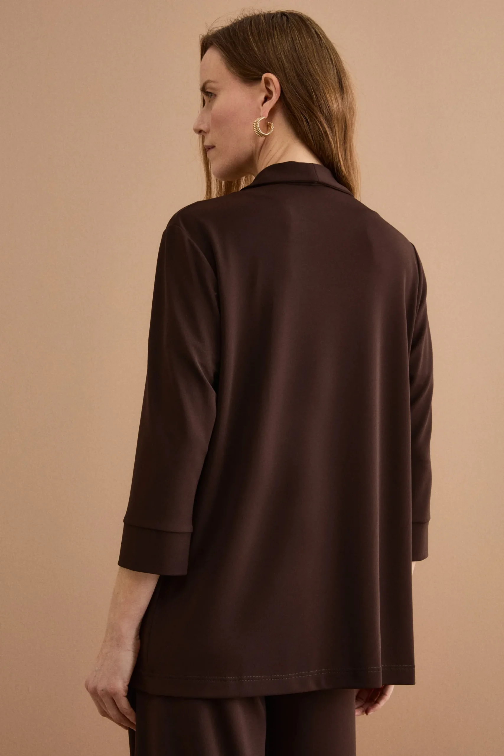Cardigan Elegante in Jersey Crêpe - CIOCCOLATO