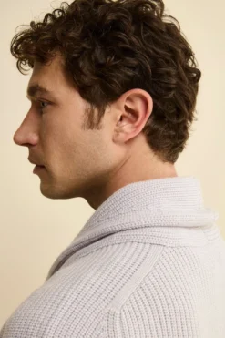 Cardigan in Lana Merino a Costa Inglese - GRIGIO CHIARO