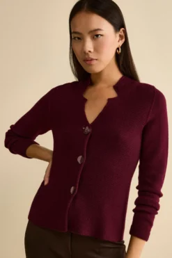 Cardigan in lana Merino - BORDEAUX