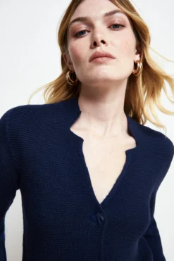 Cardigan in lana Merino - NAVY