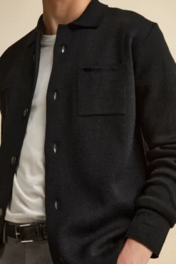 Cardigan in Misto Lana con Tasche - NERO