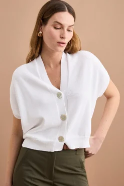 Cardigan Kimono in Cotone - BIANCO