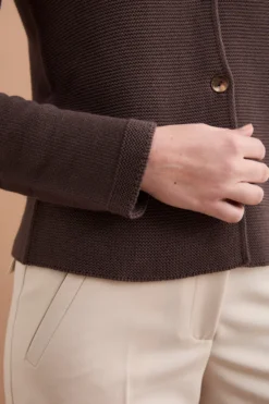 Cardigan Links Scollo a V in Cotone - TERRA