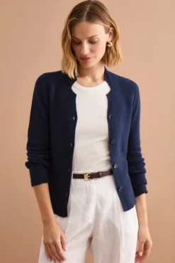 Cardigan Links Scollo a V in Cotone - BLU