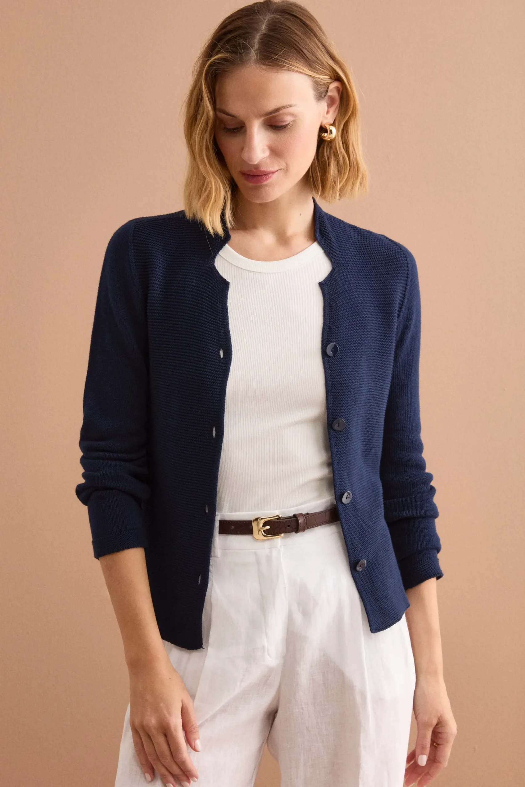 Cardigan Links Scollo a V in Cotone - BLU
