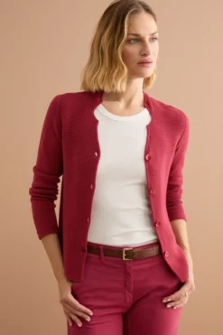 Cardigan Links Scollo a V in Cotone - BORDEAUX