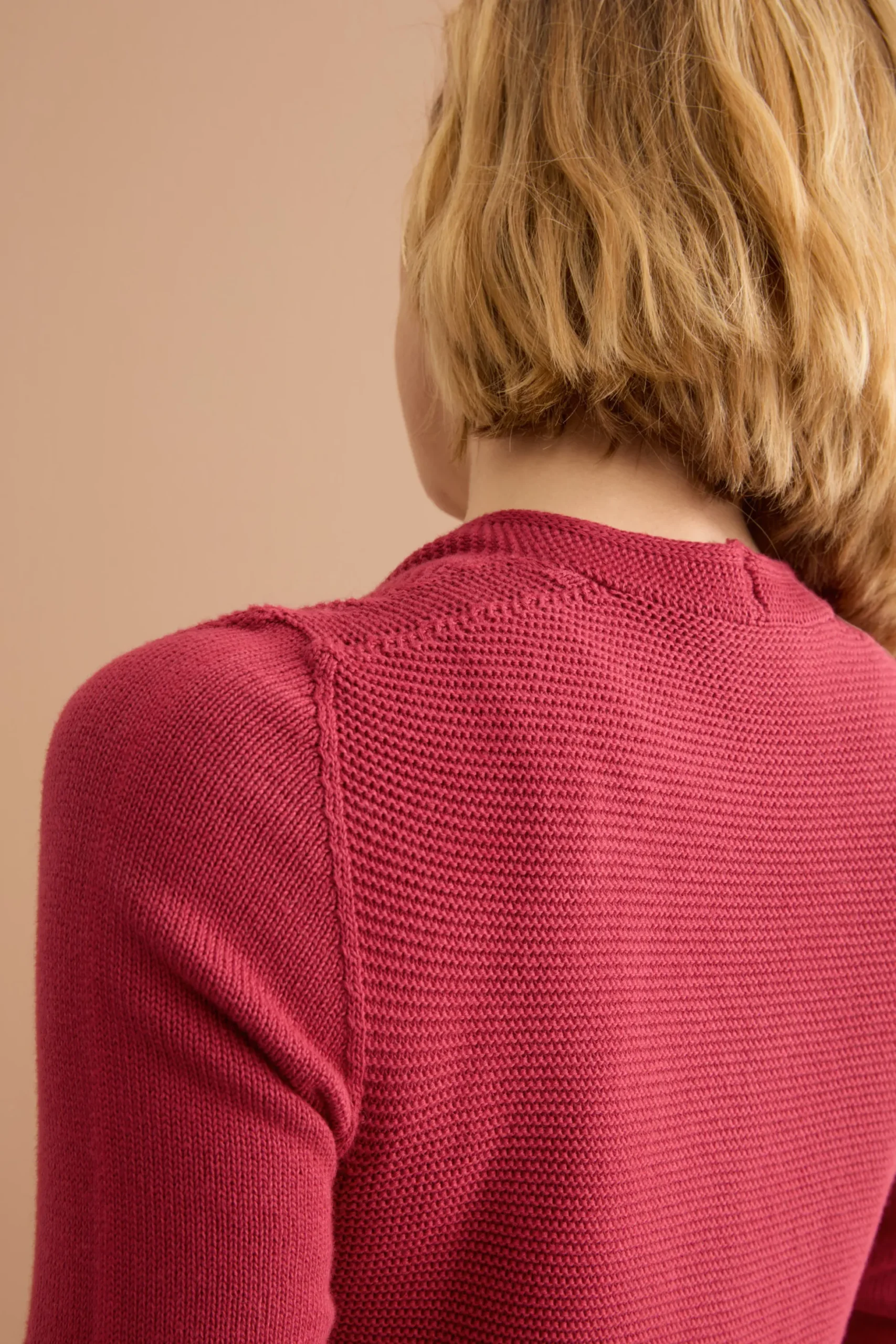 Cardigan Links Scollo a V in Cotone - BORDEAUX