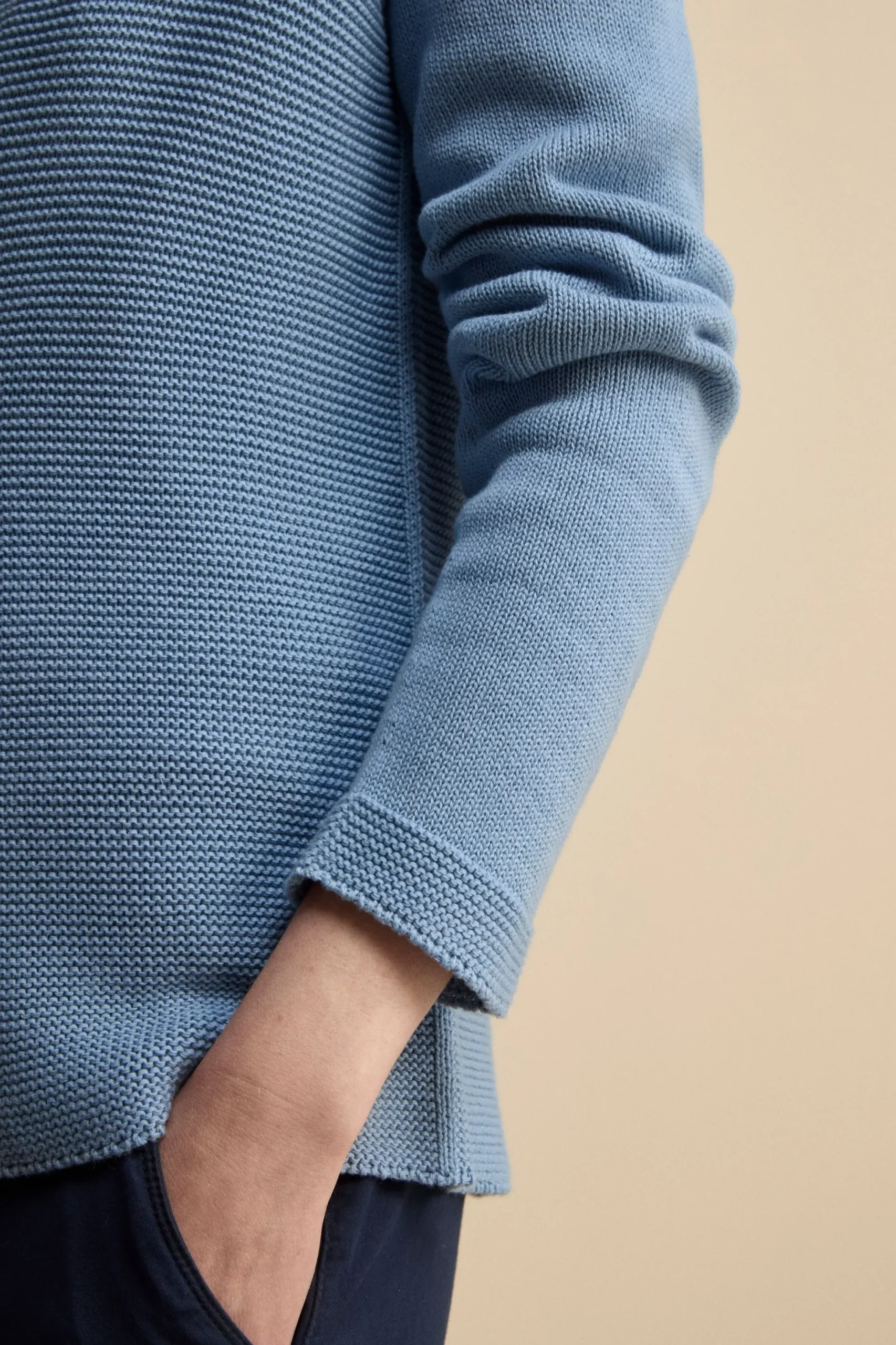 Cardigan Links Scollo a V in Cotone - AZZURRO