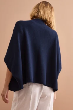 Cardigan Lungo in Cotone con Manica Kimono - NAVY