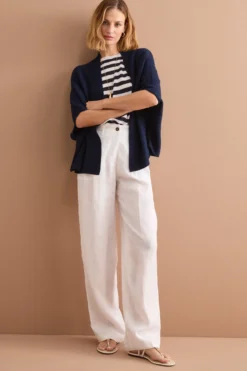 Cardigan Lungo in Cotone con Manica Kimono - NAVY