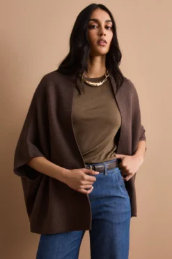 Cardigan Lungo in Cotone con Manica Kimono - TERRA