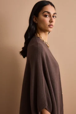 Cardigan Lungo in Cotone con Manica Kimono - TERRA