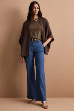 Cardigan Lungo in Cotone con Manica Kimono - TERRA