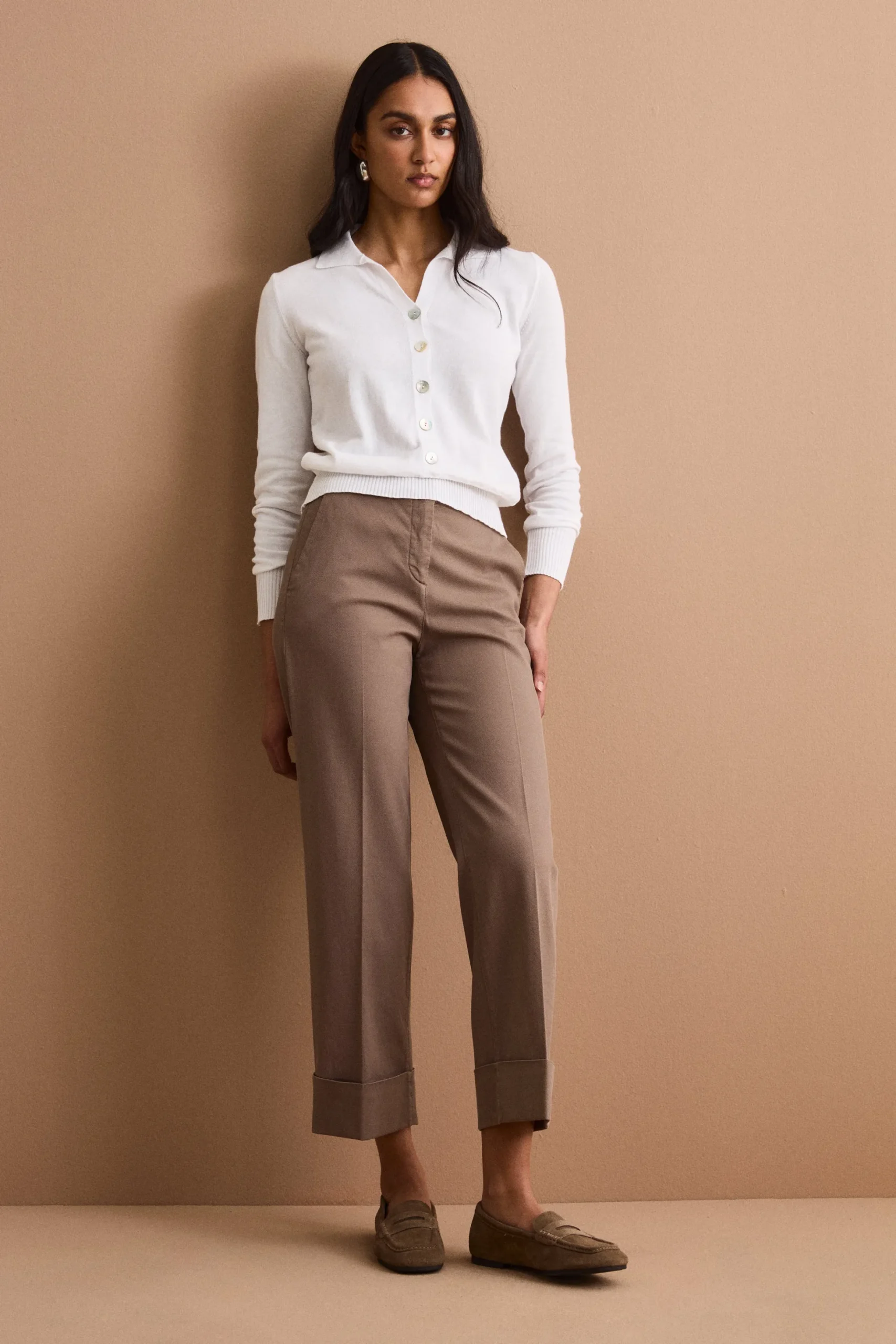 Cardigan Polo in Cotone - BIANCO