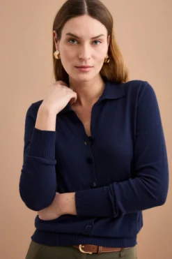 Cardigan Polo in Cotone - BLU