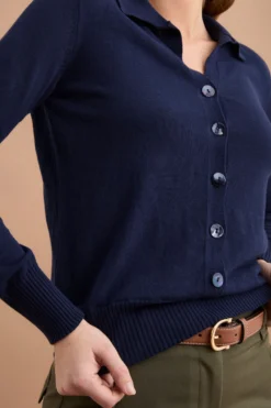 Cardigan Polo in Cotone - BLU